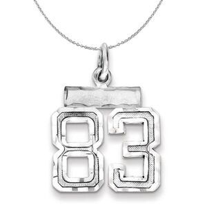 Silver, Varsity Collection, Small D/C Number 83 Necklace - 24 In